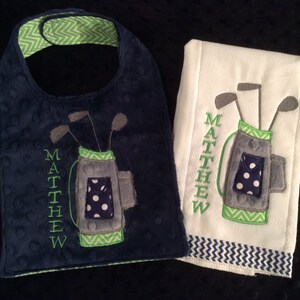 Golf Basic Bib & Burp Set, Blue main image 0