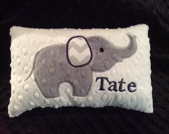 ELEPHANT PILLOW/personalized pillow/elephant/baby elephant/minky pillow/monogrammed pillow/elephant theme
