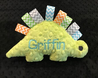 DINOSAUR/DINOSAUR TOY/lime green Dinosaur/minky toy/minky dinosaur/personalized minky toy/newborn toy/baby shower gift