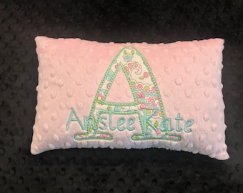 INITIAL PILLOW/baby pillow/nursery pillow/travel pillow/minky pillow/Shopping Cart Initial Pillow/personalized pillow/child's pillow/