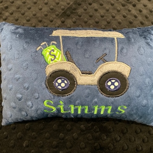 GOLF CART PILLOW/golf cart/boys golf cart pillow/nursery pillow/golf theme/boys pillow/personalized pillow/monogrammed pillow/