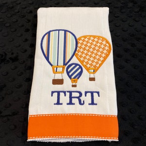 HOT AIR BALLOON burp/hot air balloon/gender neutral burp cloth/personalized burp cloth/birthday burp/newborn burp cloth/baby shower gift