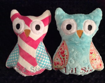 OWL/OWL TOY/Big Sis - Little sis Set of Owls, Big sister, Little Sister, Owl