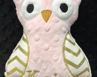 OWL/OWL TOY/Pink and Gold Chevron Owl Toy/owl/owl toy/owl stuffed toy/stuffed toy/stuffed lovey/lovie/owl lovey/personalized owl toy