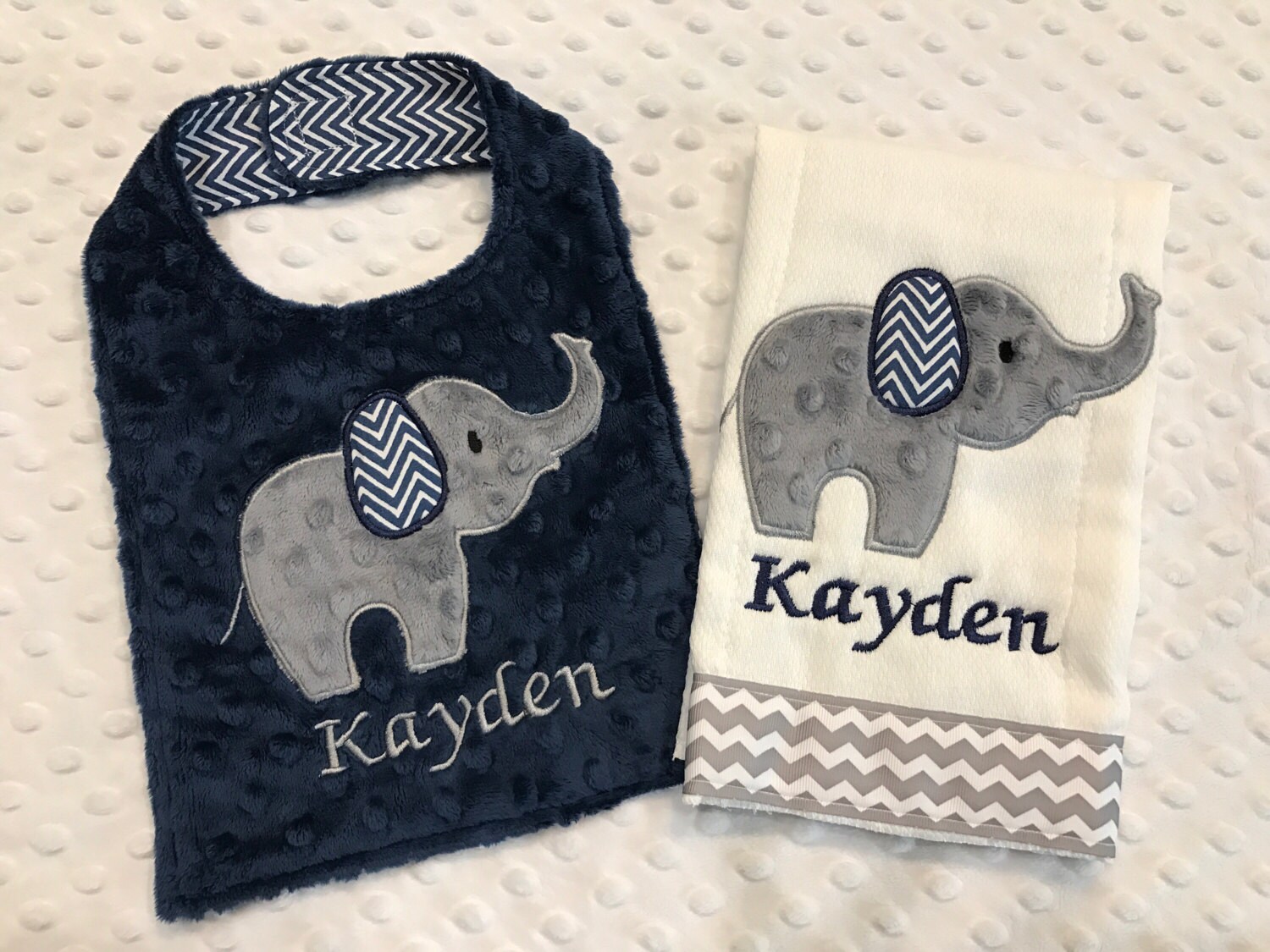 ELEPHANT BIB Set/elephant Burp and Bib Set/elephant/navy Etsy