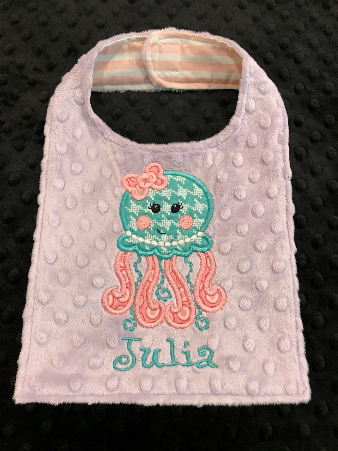 GIRLS BIB/GIRLY Bib/purple Jelly Fish Bib/bib/fish Bib/fish/fishy/girls