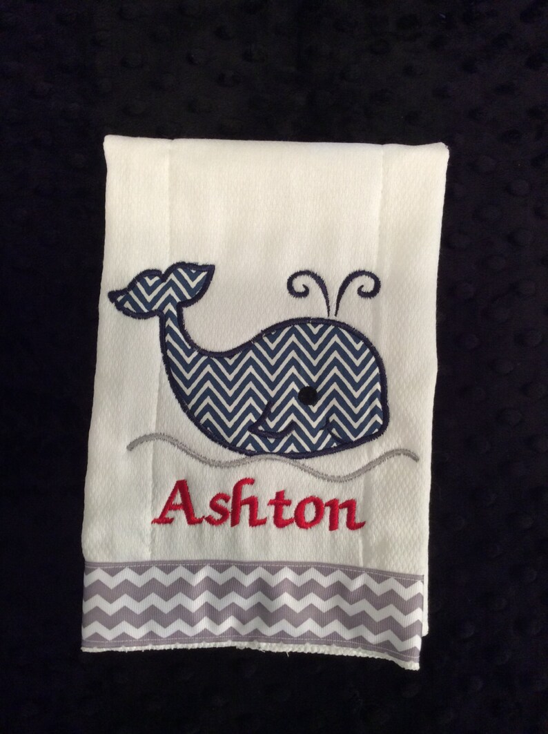 Red White and Grey Whale Set/whale Burp Cloth/whale Burp Etsy