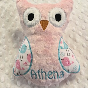 OWL/Pink and Aqua birdie Owl/owl/stuffed owl/stuffed toy/personalized toy/personalized owl toy/personalized baby toy/baby toy/newborn toy