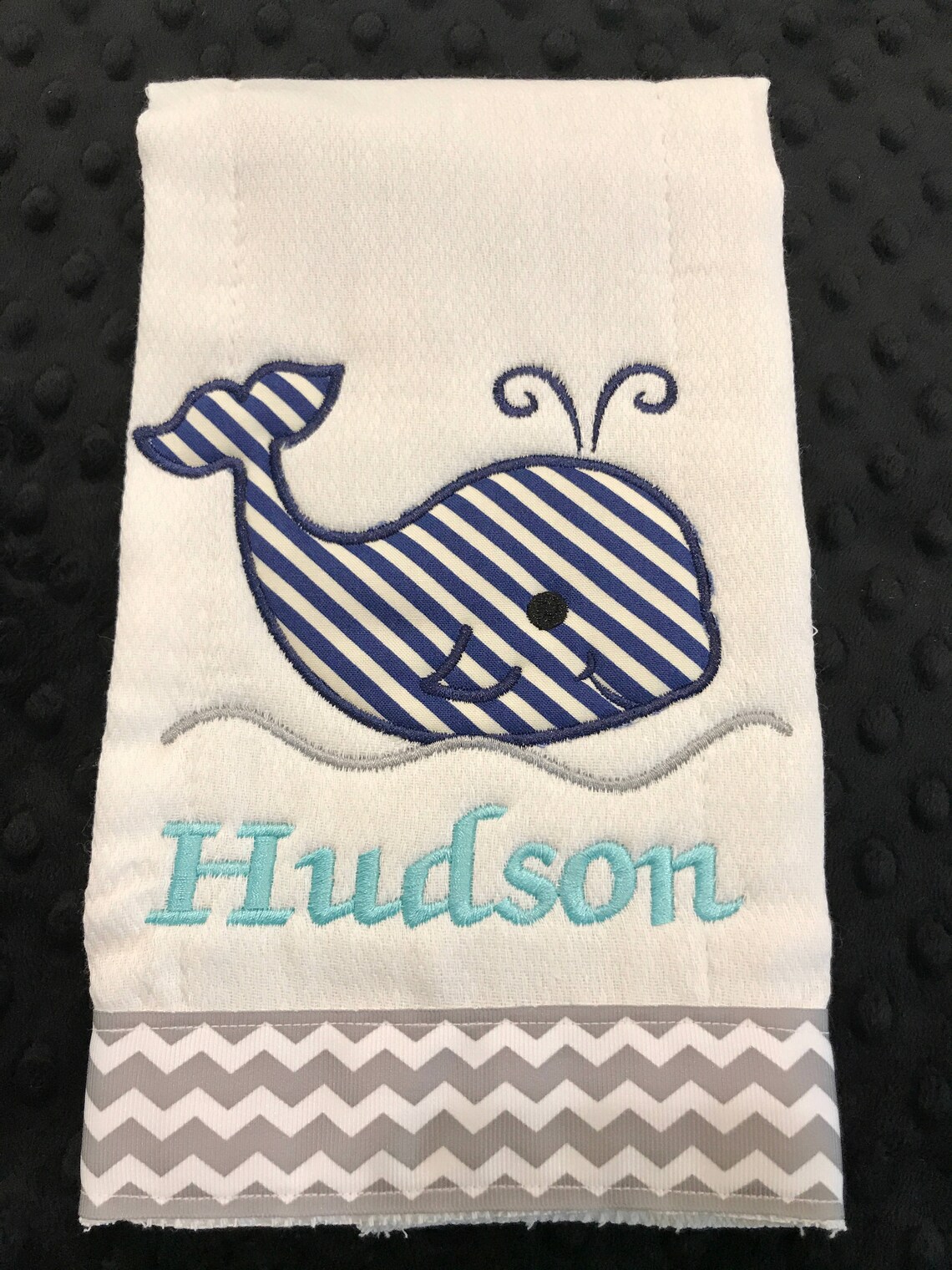 WHALE BURP Cloth/aqua and Navy Whale Burp Cloth Set/navy Whale Etsy