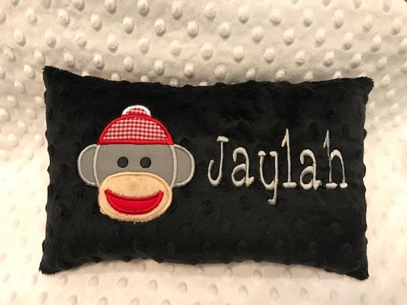 Sock Monkey Pillow Sock Monkey Minky Pillow Birthday Etsy
