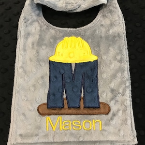 CONSTRUCTION WORKER BIB/hard hat/hard hat bib/construction worker/baby construction worker/daddy&#39;s little helper bib/daddy&#39;s helper bib