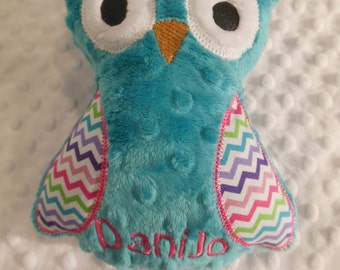 OWL/Ocean Blue Chevron Monogrammed Owl/stuffed owl/stuffed toy/personalized toy/personalized owl toy/personalized baby toy/baby toy/newborn