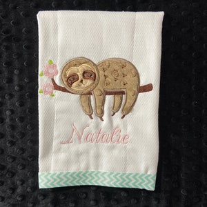 SLOTH BURP CLOTH/sloth/sloth burp cloth/burp cloth/gender neutral burp cloth/girls burp cloth/baby shower gift/monogram burp/