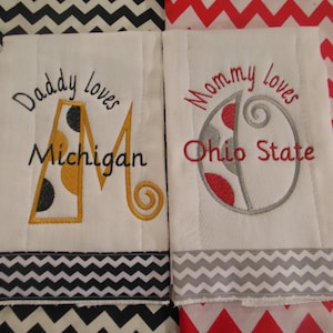 House Divided Burp Set/house divided/rival teams/college burp cloths/house divided burp cloth set/house divided baby
