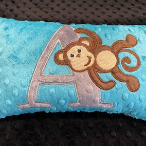 Monkey Pillow/monkey/baby monkey/monkey baby/jungle nursery/jungle/initial pillow/monkey initial pillow/travel pillow/minky pillow
