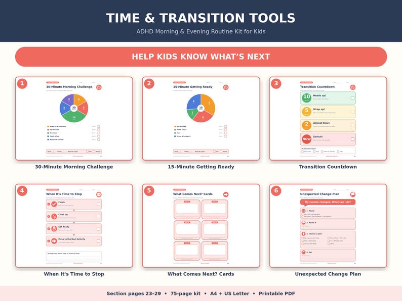 Visual For Routine Changes ADHD Routine Chart for Kids, Morning & Evening Routine Printable ...