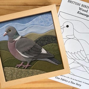 Wood Pidgeon Kinusaiga Pattern | British Birds Collection | Fabric Art Template | Printable PDF | Beginner Friendly