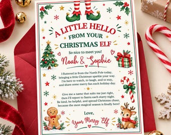 Editable Elf Arrival Letter | Christmas Elf Welcome Letter | First Time Elf Letter | North Pole Printable | Personalized Canva Template