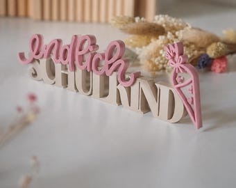 Endlich Schulkind 3D Schriftzug | Einschulung Deko | Geschenk zum Schulanfang | Tischdeko Einschulung