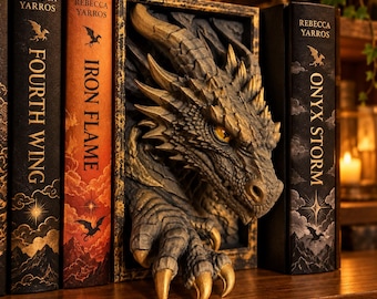 Drakenboekhoekje voor Fourth Wing-fans | Boekenplankdecoratie | Fantasycadeau voor boekenliefhebbers | Handgeschilderd of ongeschilderd