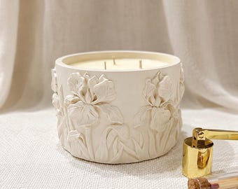 Iris Candle | Handmade Soy Wax 3 Wick Candle | Luxury Home Decor | Botanical Gift