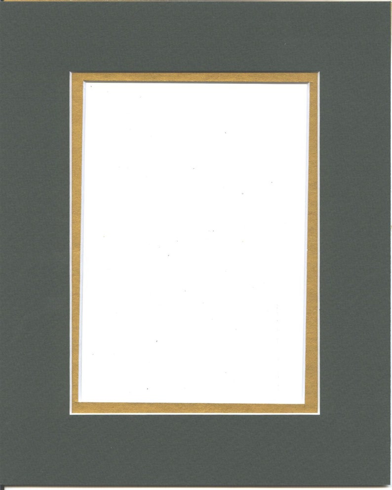 16X20 Green & Gold Double Picture Mat with White Core Bevel Cut for an