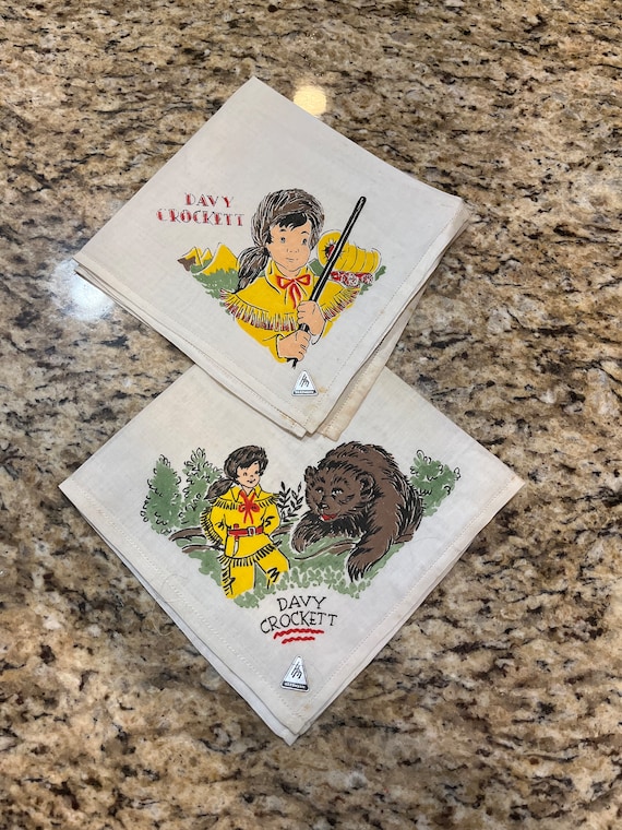 Vintage Davy Crockett Handkerchiefs, Herrmann, Pai