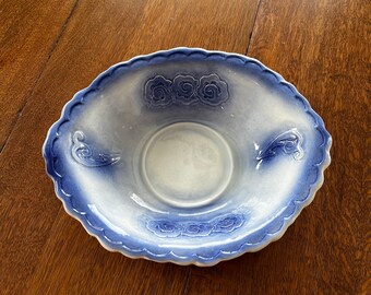 Vintage California Pottery, Blue and White Vintage Serving Bowl