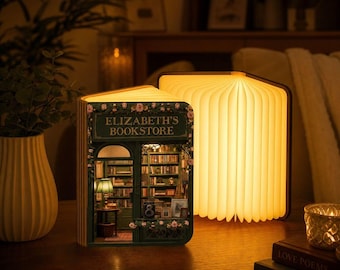 Personlig hopfällbar boklampa med anpassat bokhandelsomslag, LED-boklampa nattlampa, present till bokälskare, bokinredning