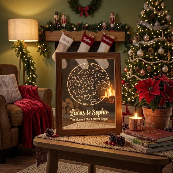 Personalized Star Map Frame, Custom Constellation Mirror, First Christmas Together Gift, Romantic Couple Gift, Holiday H