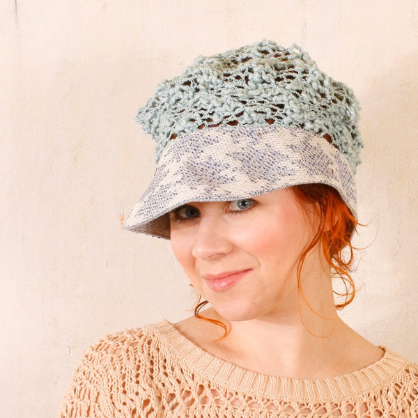 Blue hat woman  Crochet hat blue Knit hat woman Spring hat woman Adult crochet hat Crochet cap woman Spring fashion Mesh hat