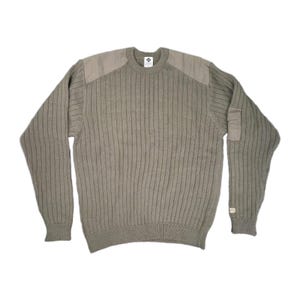 Vintage 90s Columbia Mens Med Olive Green 100% Wool Commando Crewneck Sweater