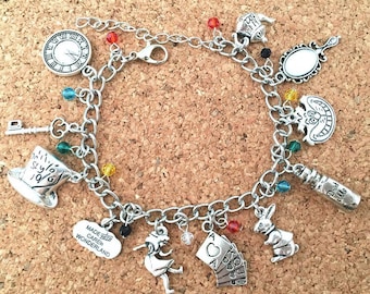 Alice in Wonderland inspired charm bracelet