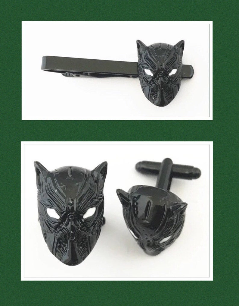 Black Panther Tie Clip Cufflink or set