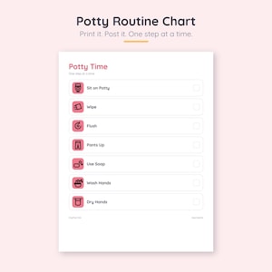 Tabla de rutinas para ir al baño para niños / Edición atardecer / Lista de verificación imprimible de pasos para ir al baño con imágenes / Horario visual de entrenamiento para ir al baño
