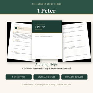 Guida allo studio biblico di 1 Pietro, diario devozionale personale e quaderno di esercizi per lo studio delle Scritture, programma cristiano stampabile di 5 settimane.