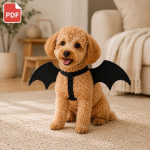 Dog Bat Wings Costume Sewing Pattern, Halloween Pet Outfit PDF, Sizes S–L