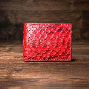 Python Leather Bifold Wallet, Snake Leather, Handmade Exotic Luxury Gift for Him, Leather Wallet for Men, Husband, Boyfriend, Christmas Gift