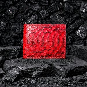 Red Python Leather Bifold Wallet – Handmade Exotic Luxury Wallet for Men - Leather Wallet for Men - Luxury Wallet - Gift for Him