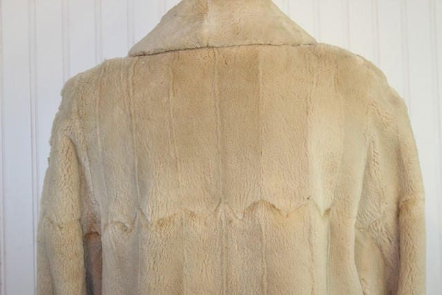Vintage Sheared Lamb Fur Coat Short Swing Stroller Creamy Ivory Fur ...