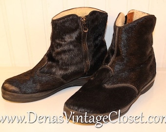 Vintage Brevitt Black Horsehair Boots SZ 6 1/2B