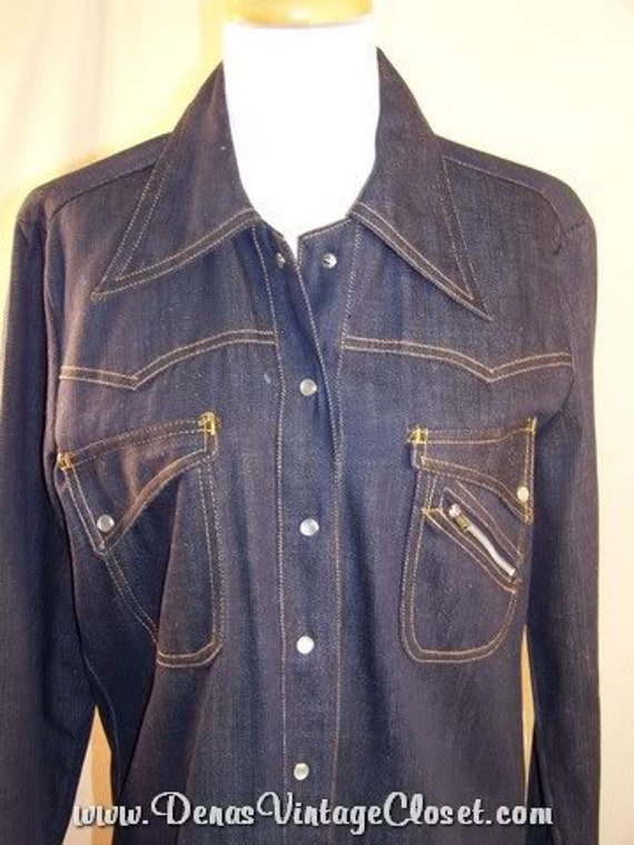 Vintage 60's Denim Buckle Back Shirt Sears Like Ne