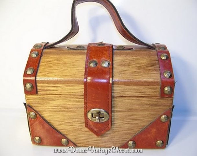 Vintage 70s Mr. R Wooden Treasure Chest Purse Etsy