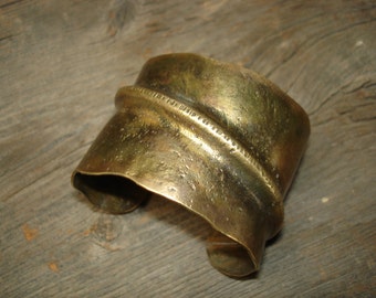 Brass cuff Rustic Special texturing fold formed bracelet