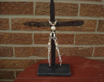 spike cross, beaded cross, tabletop cross,