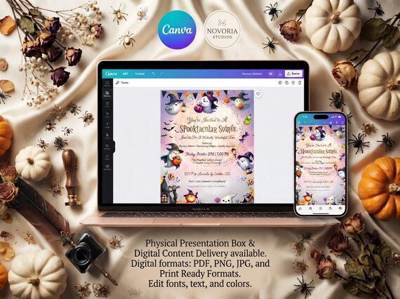 Halloween Invitation Bundle, Spooky Party Invite (Digital Download)
