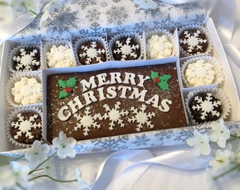 Merry Christmas Snowflake Chocolates - Christmas Chocolates - Holiday Hostess Gift - Unique Hostess Gift - Christmas Candy Gift