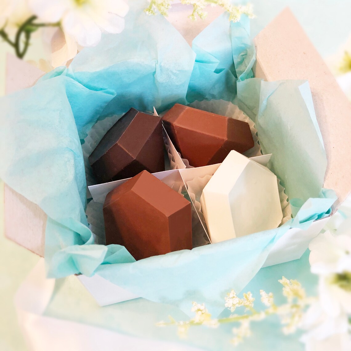 4 Diamond Shaped Chocolates Chocolate Diamonds Chocolate Etsy
