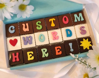 Personalized Words in Chocolate - Custom Chocolate Words - Personalized Chocolate Phrase - Message in Chocolate - Your Phrase in Chocolate