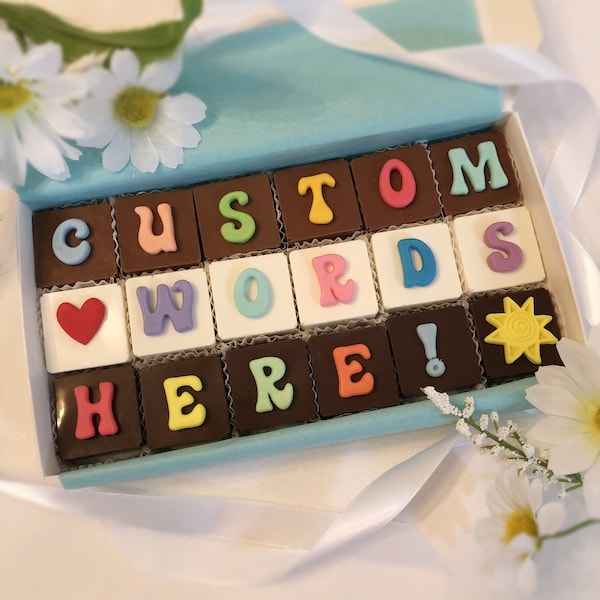 Personalized Words in Chocolate - Custom Chocolate Words - Personalized Chocolate Phrase - Message in Chocolate - Your Phrase in Chocolate